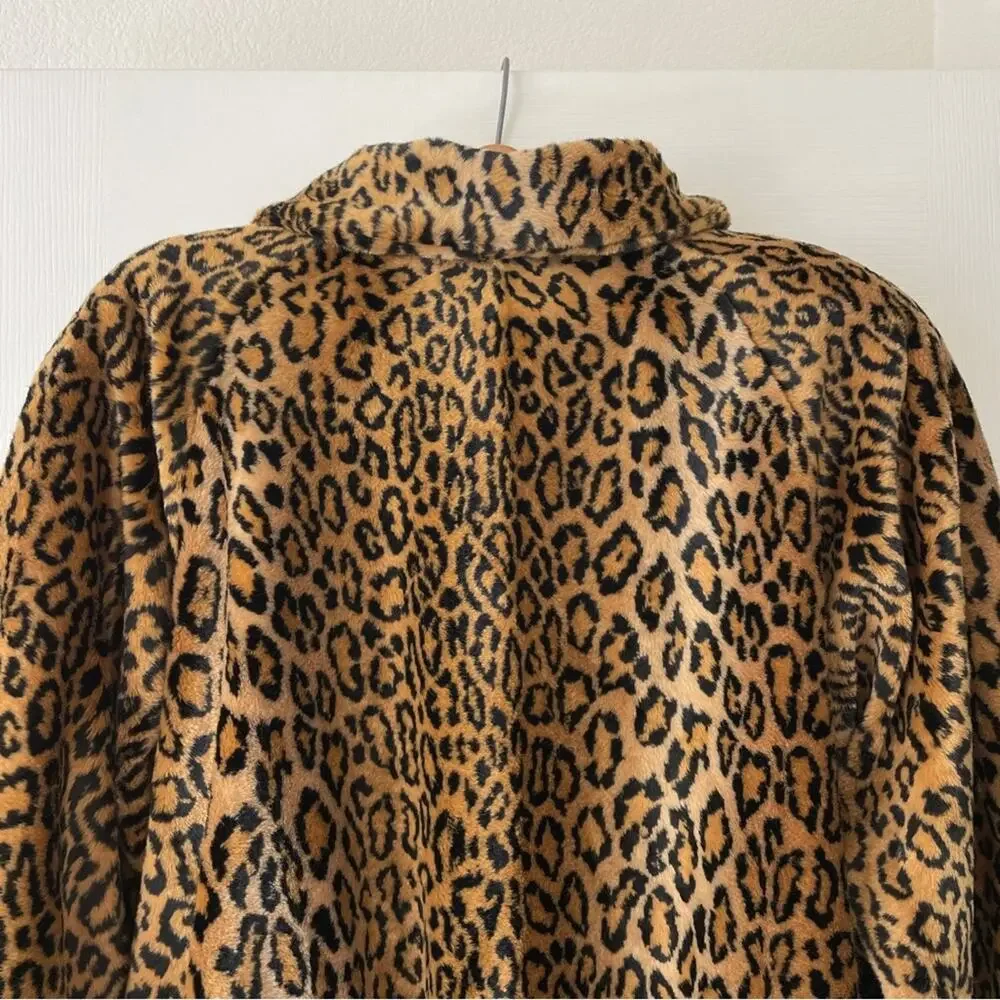 Dennis Basso Leopard Print Faux Fur Coat 1X Vintage Animal Print Mob Wife Style